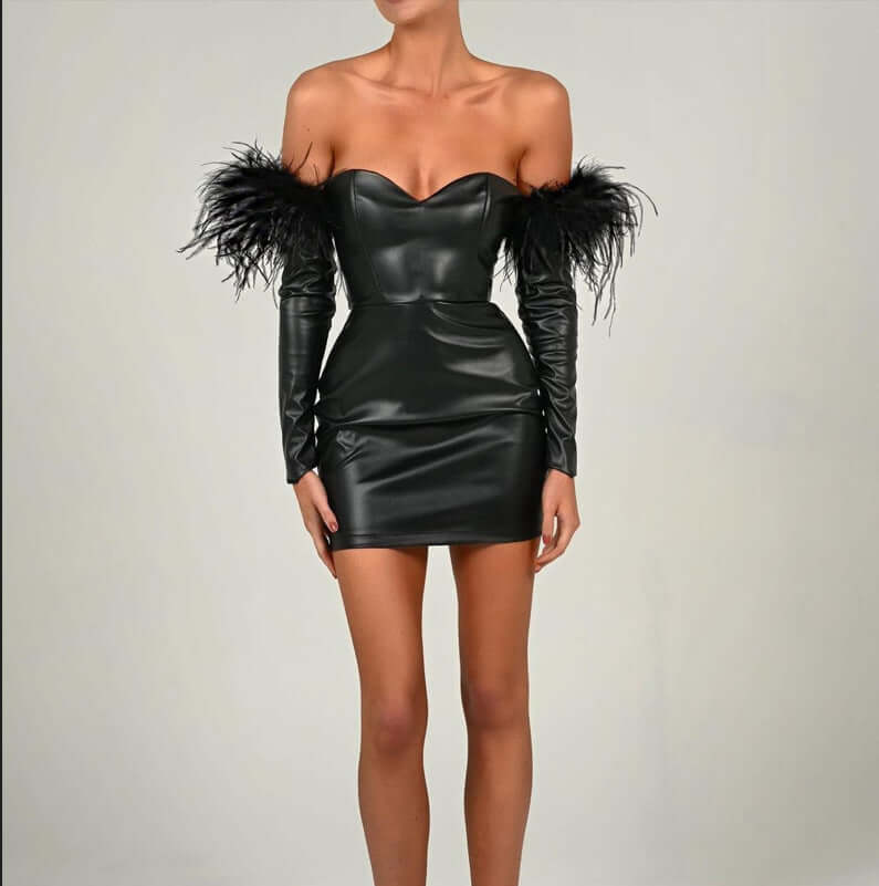 Long Sleeve PU Dress